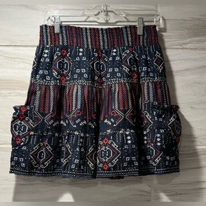 Women’s Dylan Red And Blue Embroidered Skirt Size Small